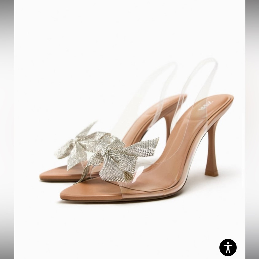 COPY - ZARA BOW TRIM HEELED VINYL SANDALS